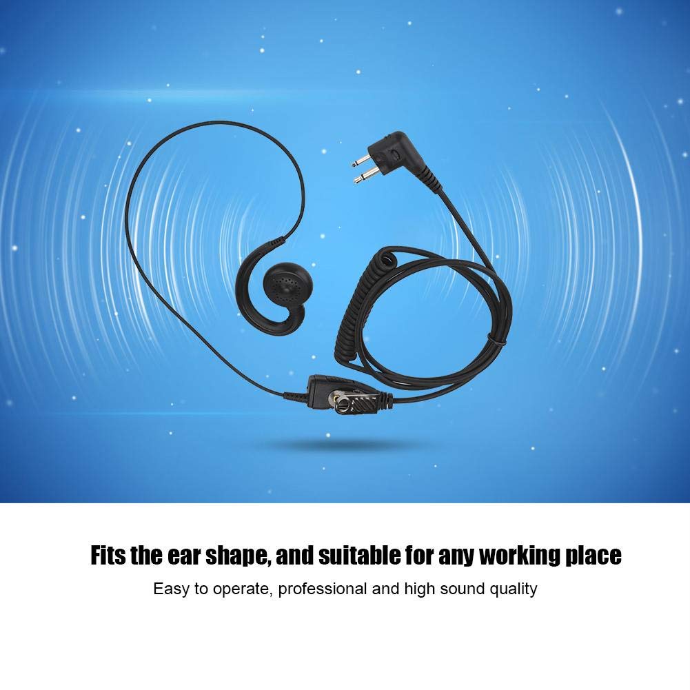 Two Way Radio Earpiece with Noise Cancelling & PTT Mic - 2-Pin Headset for Clear Communication - Perfect for Security, Construction & Outdoor Activities