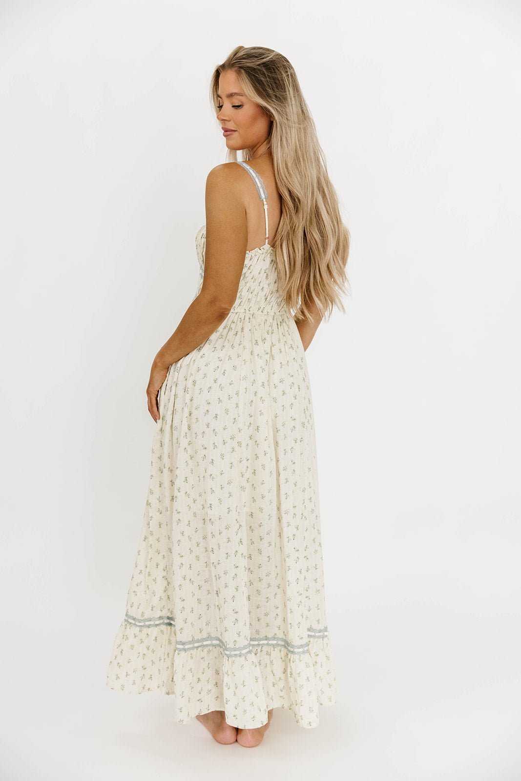 Elegant French Blue Floral Lace Maxi Dress for Women | Summer Beach Wedding Party Dress | Perfect for Bridesmaid, Vacation & Special Occasions