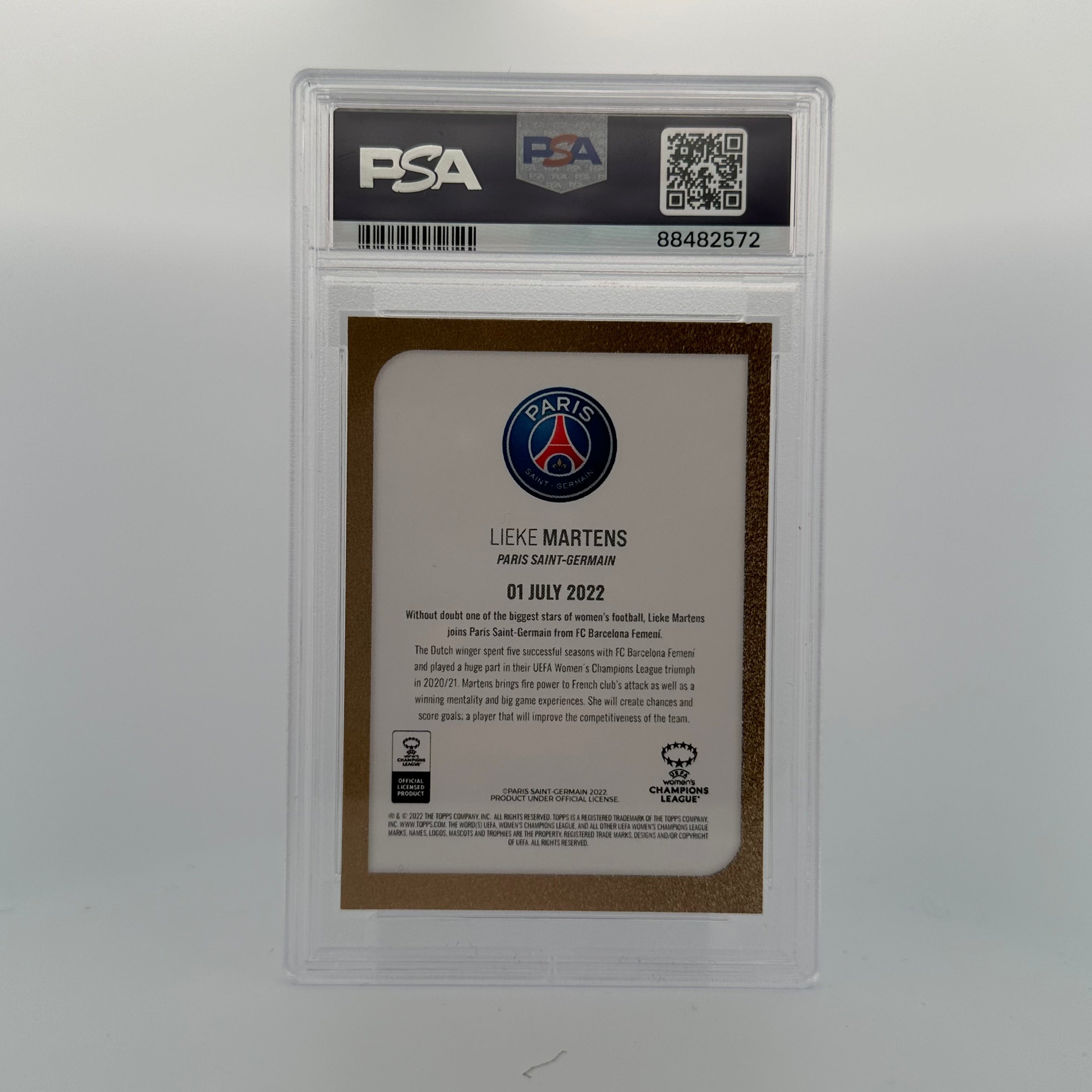 2022/23 Topps UEFA Summer Auto Gold Lieke Martens PSA 8 Graded Soccer Trading Card - Perfect for Collectors, Fans & Sports Memorabilia Enthusiasts