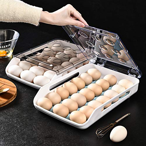 Auto-Scrolling Silicone Egg Holder for Refrigerator - Clear Anti-Collision Egg Storage Container with Drawer Design | Perfect for Kitchen Organization & Fridge Space Saving