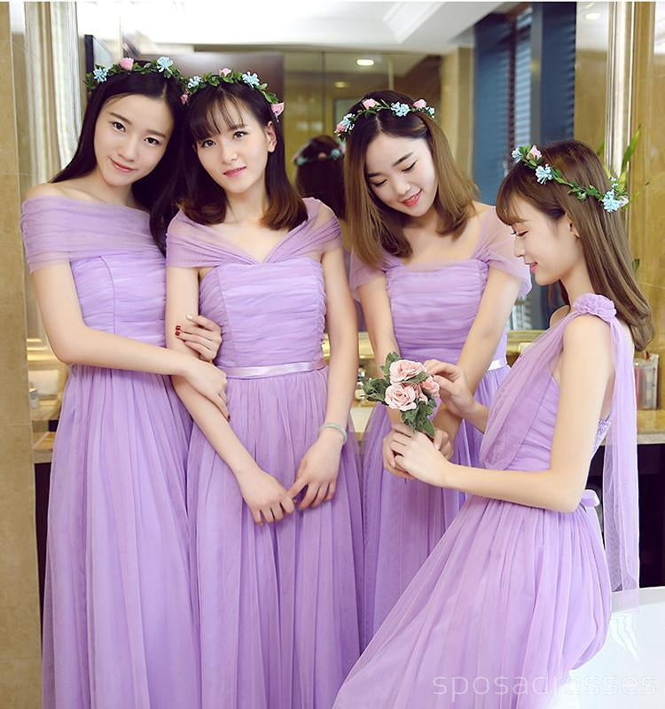 Elegant Mismatched Blue Tulle Long Bridesmaid Dresses - Formal Wedding Party Gowns for Bridal Shower, Bachelorette & Special Occasions - Style BD006