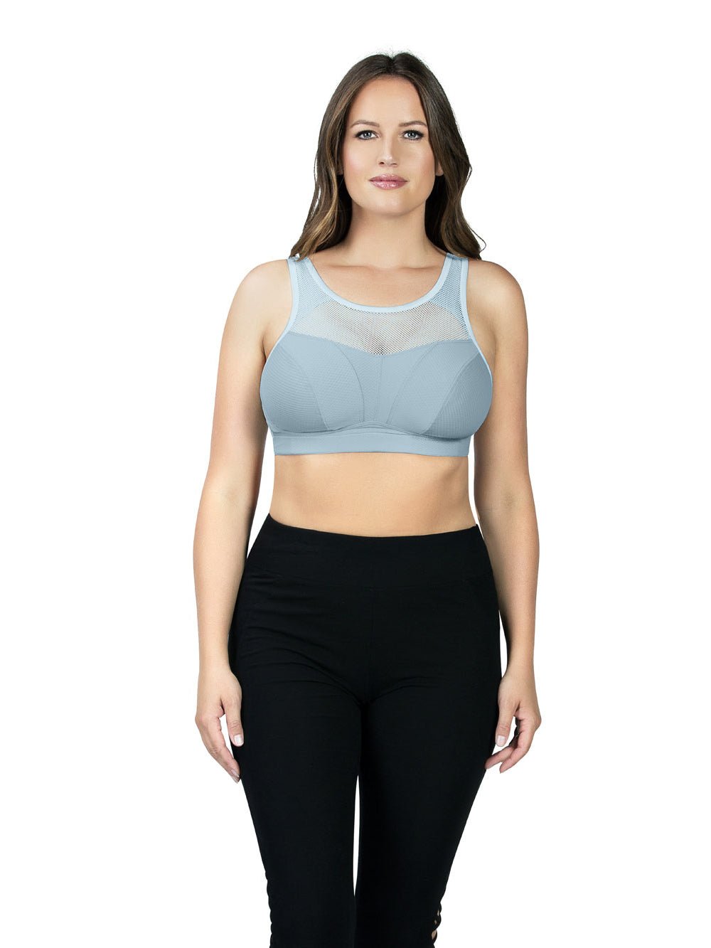 Parfait Breeze Wire Free Low Impact Sports Bra for Women - Comfortable Seamless Yoga Bra in Granite Blue | Perfect for Running, Gym Workouts & Lounge Wear