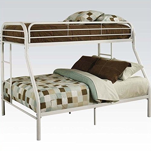Acme Furniture Tritan Twin Over Full Bunk Bed in White - Space-Saving Kids Bedroom Solution for Siblings or Sleepovers