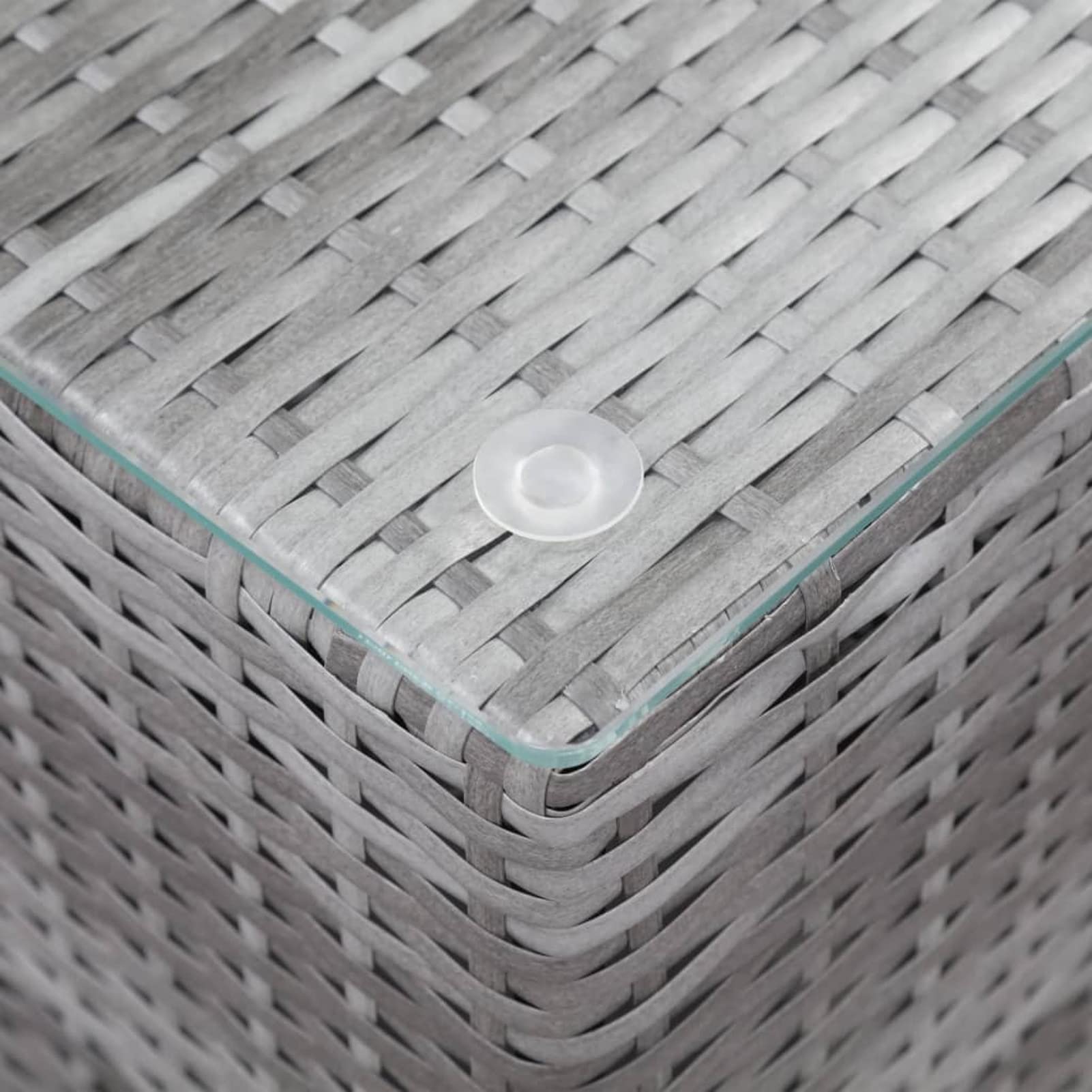 3-Piece Gray Poly Rattan Side Tables with Glass Tops - Modern End Tables for Living Room, Bedroom, or Office Decor