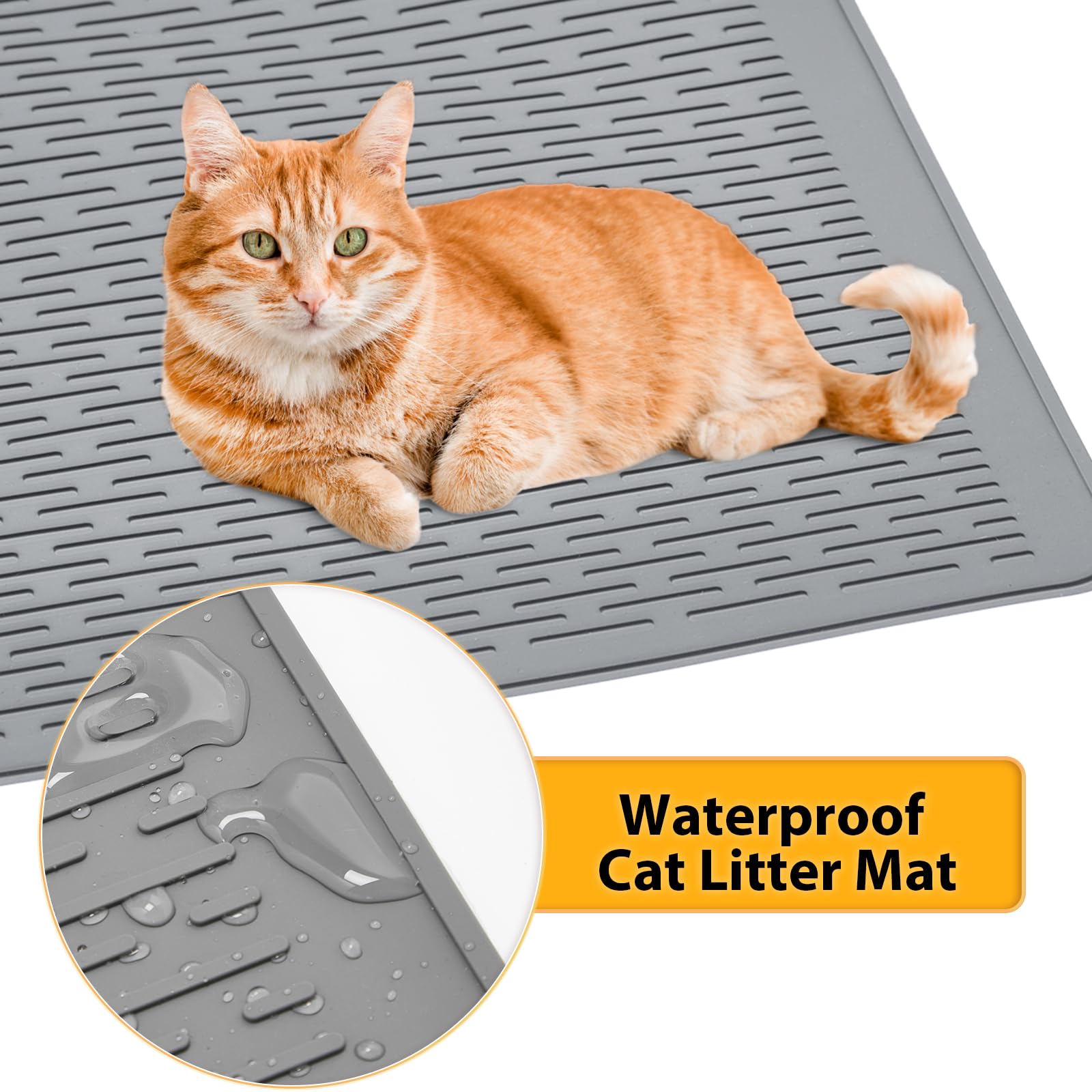 **Waterproof Cat Litter Mat - 39x27in Large Washable Rubber Litter Box Mat for Indoor Floors | Traps Litter & Easy to Clean | Soft & Durable for Kittens & Cats | Perfect for Homes & Apartments**