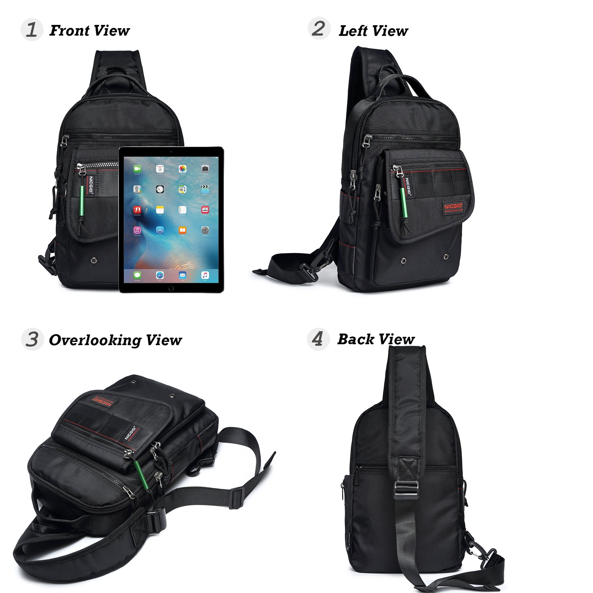 NICGID Sling Backpack for Men & Women - Crossbody Chest Bag for Travel & Outdoor