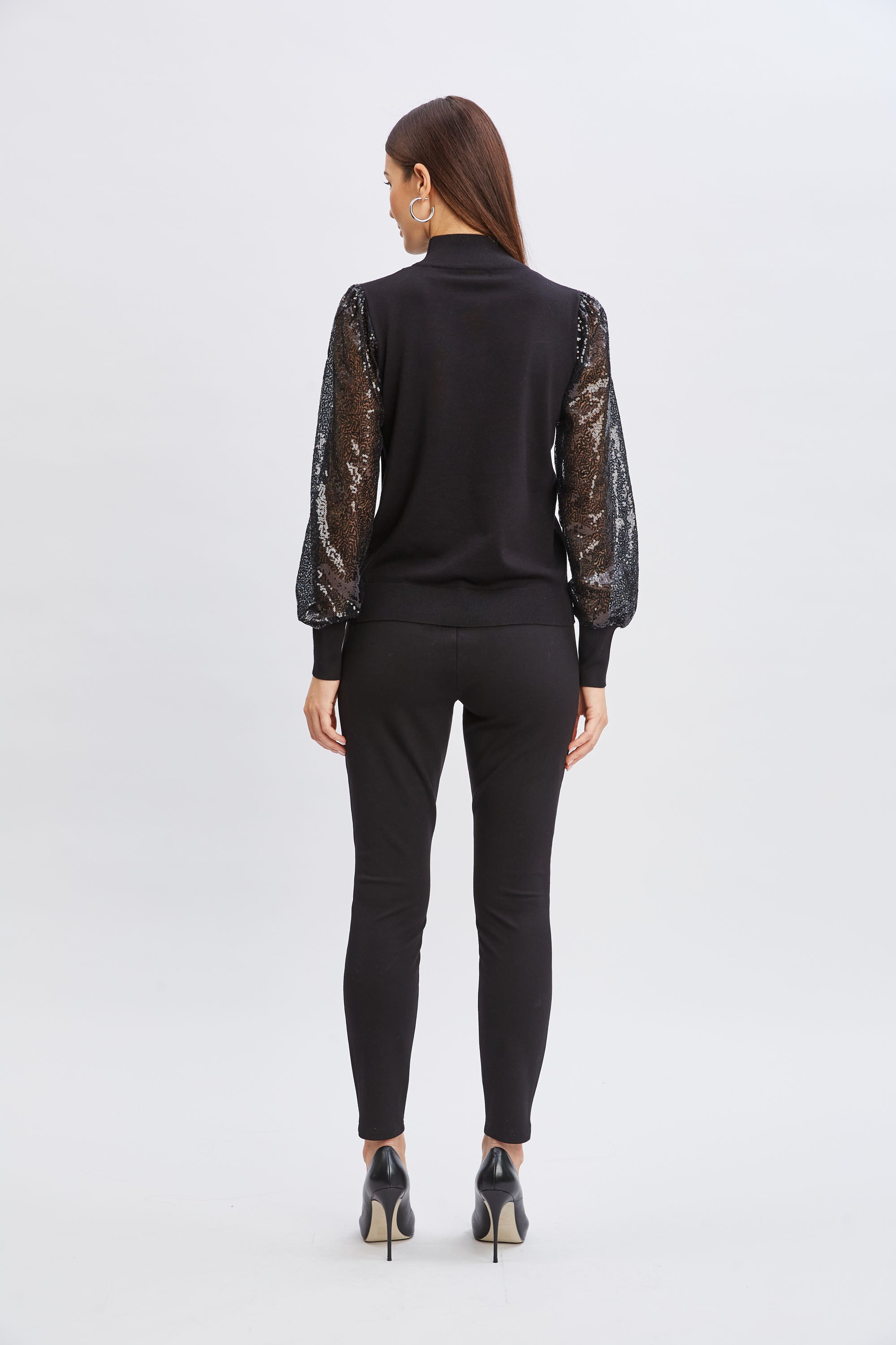 T Tahari Sequin Sleeve Sweater for Women - Glittery Party Top with Long Sleeves | Perfect for Holiday Parties, Date Nights & Special Occasions