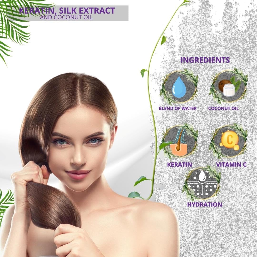 Silk Keratin Shampoo & Conditioner Set - Sulfate-Free Smooth Protection Shampoo & Hydrating Conditioner (27oz) for Dry, Damaged Hair - Salon Quality Hair Care for Frizz Control & Shine Enhancement | Perfect for Daily Use & Color-Treated Hair
