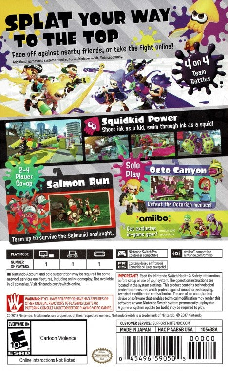Used Splatoon 2 Nintendo Switch Game - Fun Multiplayer Shooter for Kids & Adults | Perfect for Family Game Nights & Competitive Play