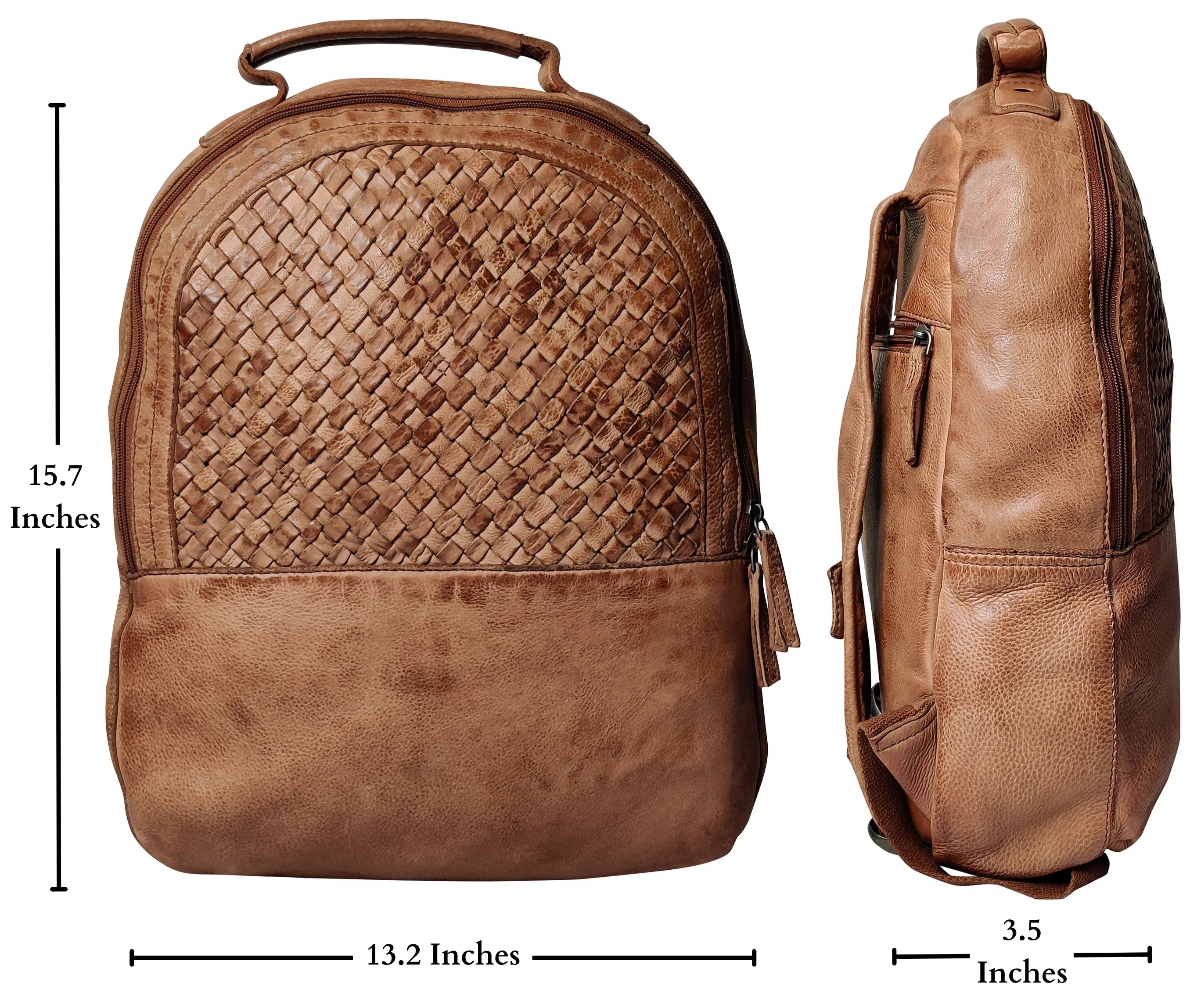 Premium Genuine Leather Laptop Backpack for Women - 15.6 Inch Business Travel Backpack - Stylish Cognac Brown Work Bag - Perfect for Office, Commuting & College
