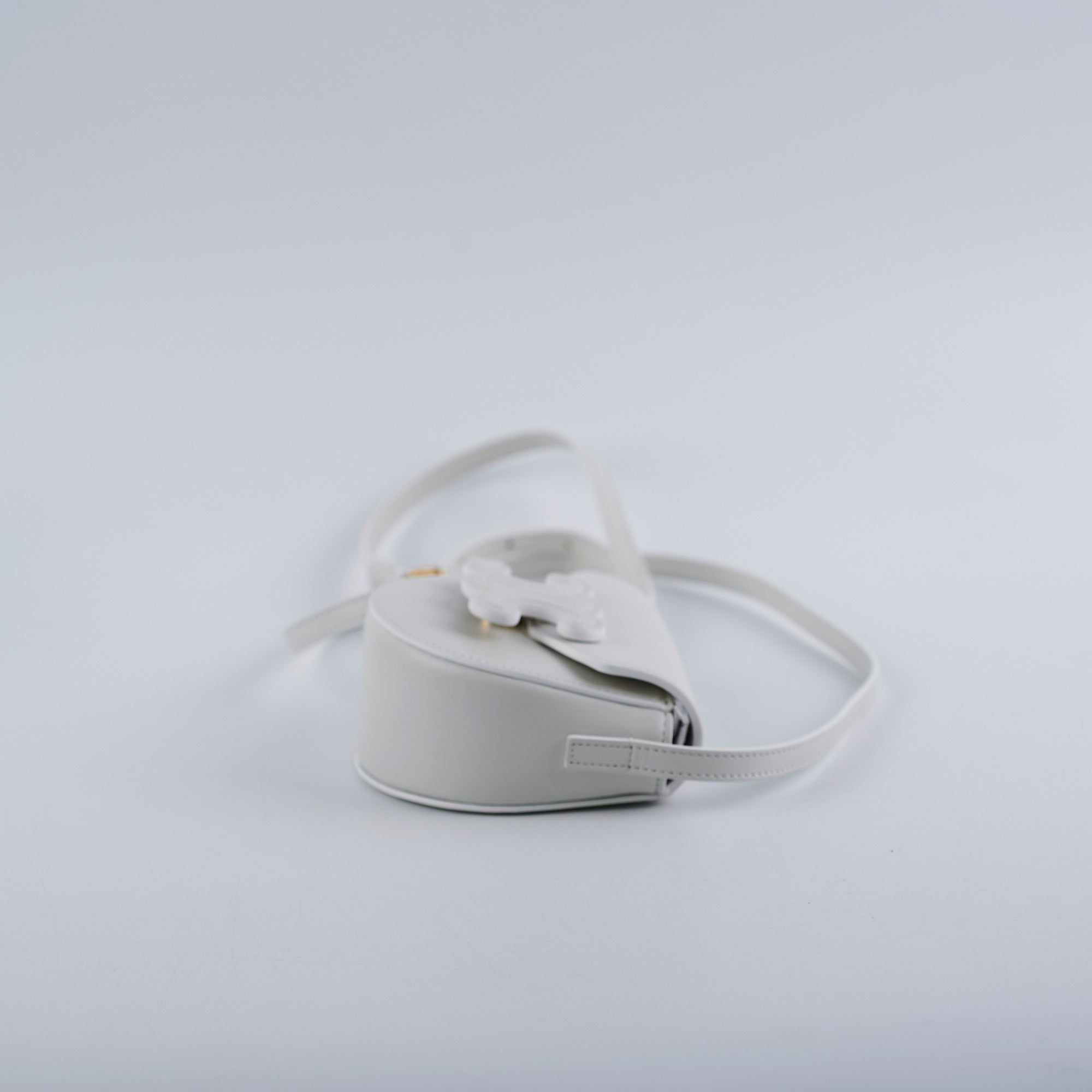Celine Cuir Mini Triomphe White Leather Crossbody Bag for Women | Luxury Designer Handbag for Everyday Use, Date Night & Travel