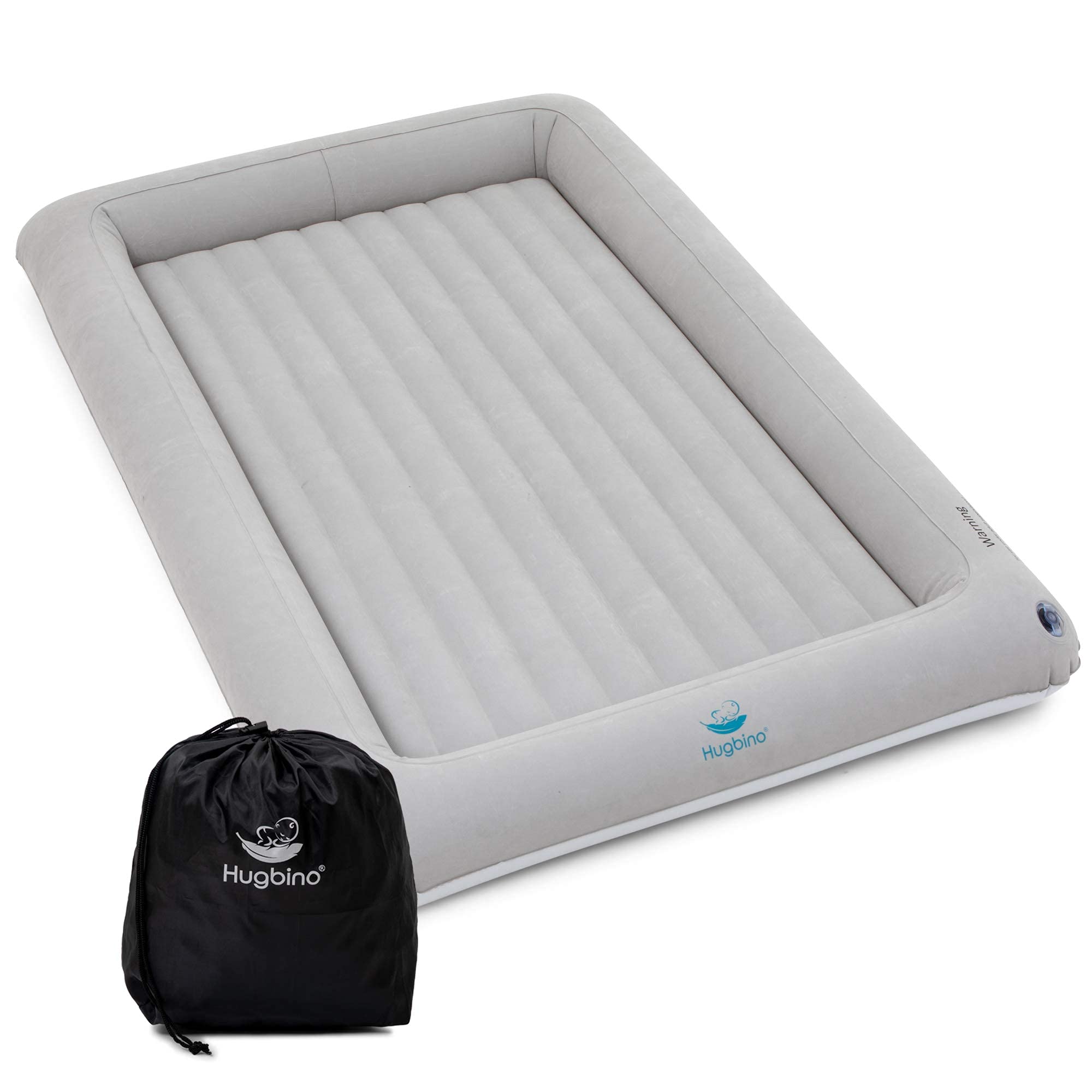 HUGBINO Toddler Air Mattress - Kids Inflatable Bed with Safety Sides, Portable Travel Cot for Camping & Sleepovers | Includes Electric Pump | Perfect for Home, Travel & Daycare Use