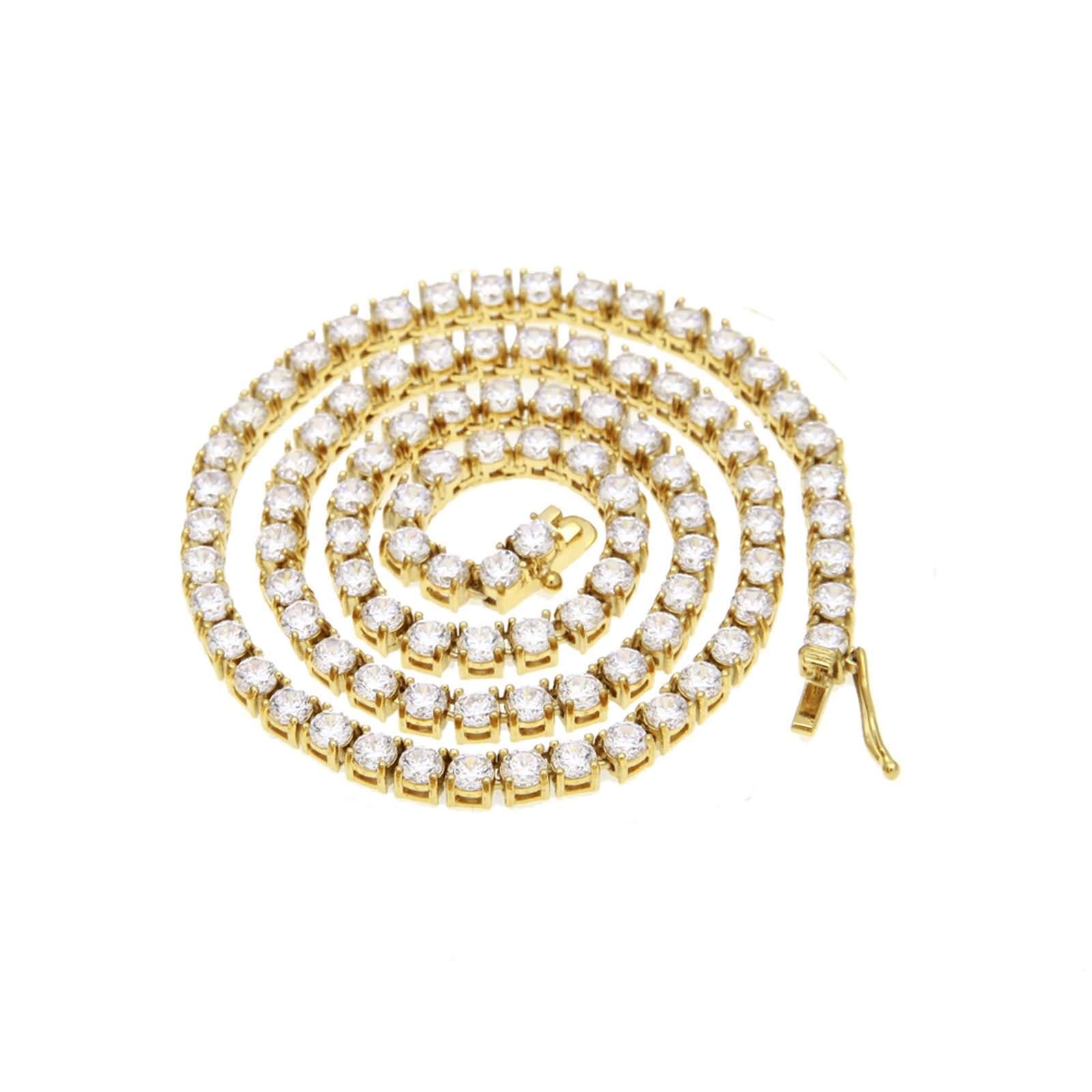 Men's Hip Hop Tennis Chain Necklace - 4MM Width, 56CM Length, White Cubic Zirconia, Alloy Gold/Silver - Perfect for Streetwear, Parties & Gifts