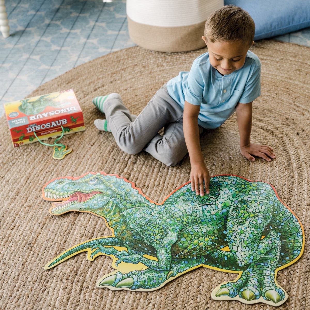 Peaceable Kingdom Shiny Dinosaur Floor Puzzle - 60-Piece Jigsaw Puzzle for Kids Ages 3-6, Educational Dinosaur Toys for Preschool Learning & Playroom Decor