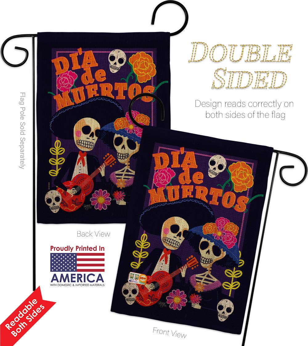 Day of the Dead Burlap Garden Flag Set - Mexican Party Decor for Fall & Yard