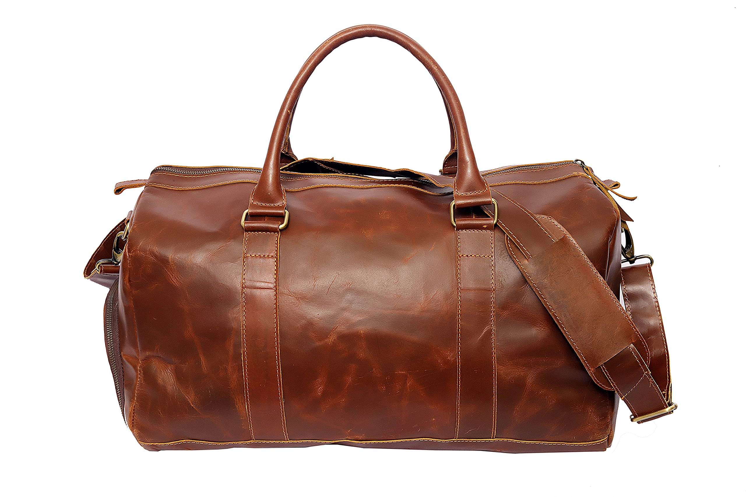 20 Inch Buffalo Leather Duffle Bag for Men - Large Travel Gym Weekender Overnight Carry On Luggage - Perfect for Business Trips, Gym Workouts & Weekend Getaways