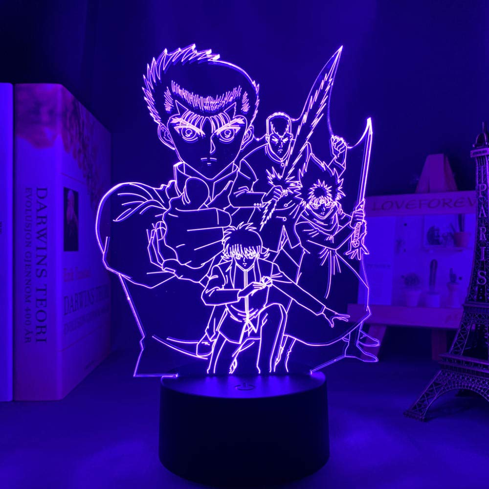 Yu Yu Hakusho LED 3D Night Light - Anime Desk Lamp with Optical Illusion for Kids Room Decor, Christmas Gift, Manga Collectible (Multicolor) - Perfect for Bedroom, Gaming Room & Anime Lover's Collection