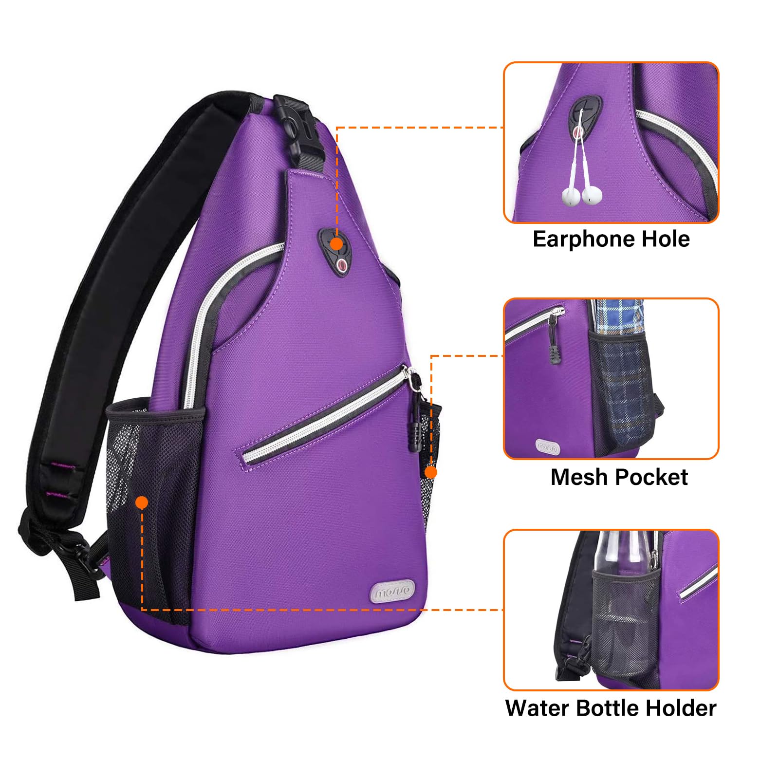 MOSISO Sling Backpack - Lightweight Crossbody Shoulder Bag for Travel, Hiking, Work & School | Water-Resistant Multipurpose Daypack for Men & Women | Perfect for Commuting, Gym & Outdoor Adventures