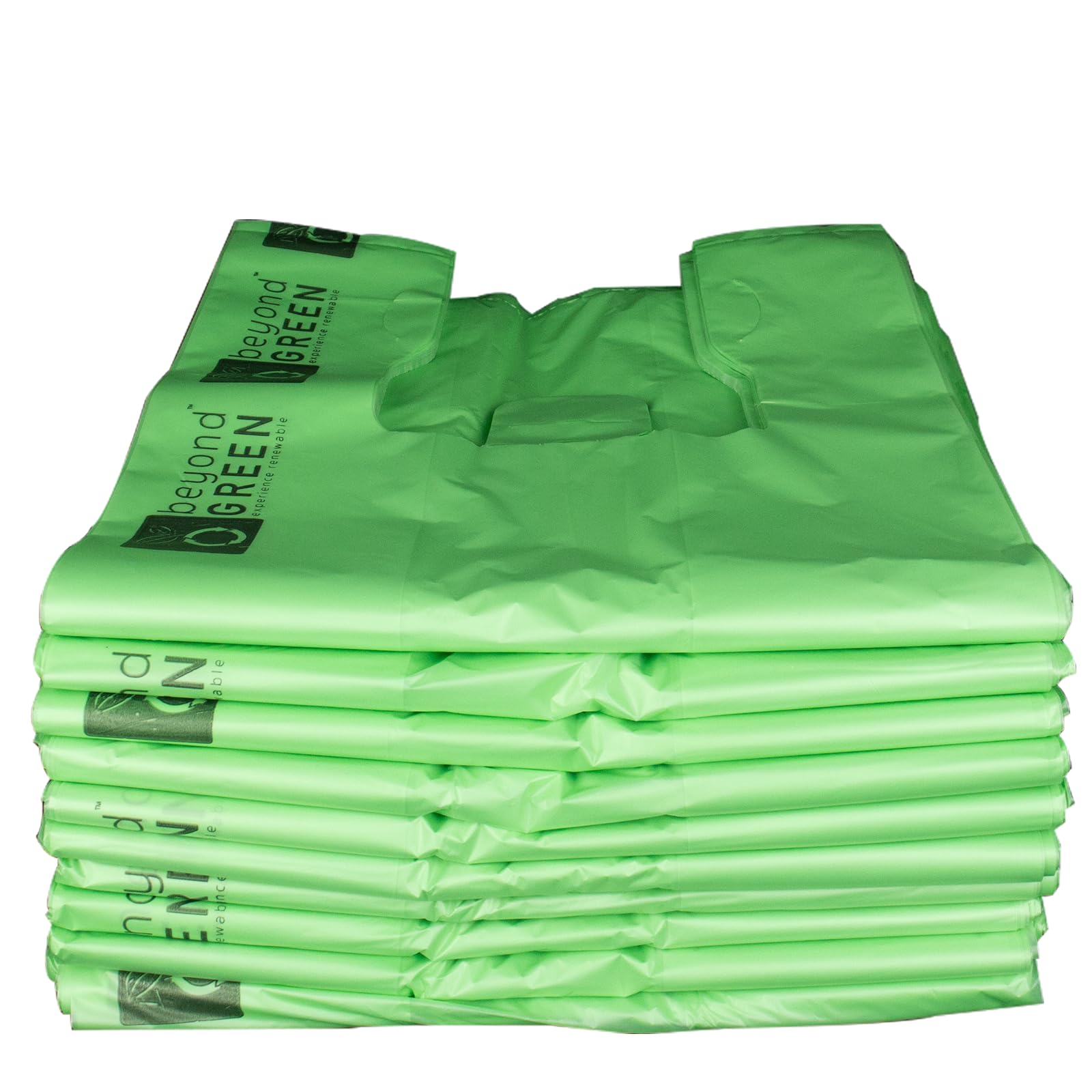 BeyondGREEN Eco-Friendly Plant-Based Large Reusable Grocery Bags with Handles - 500 Pack (10