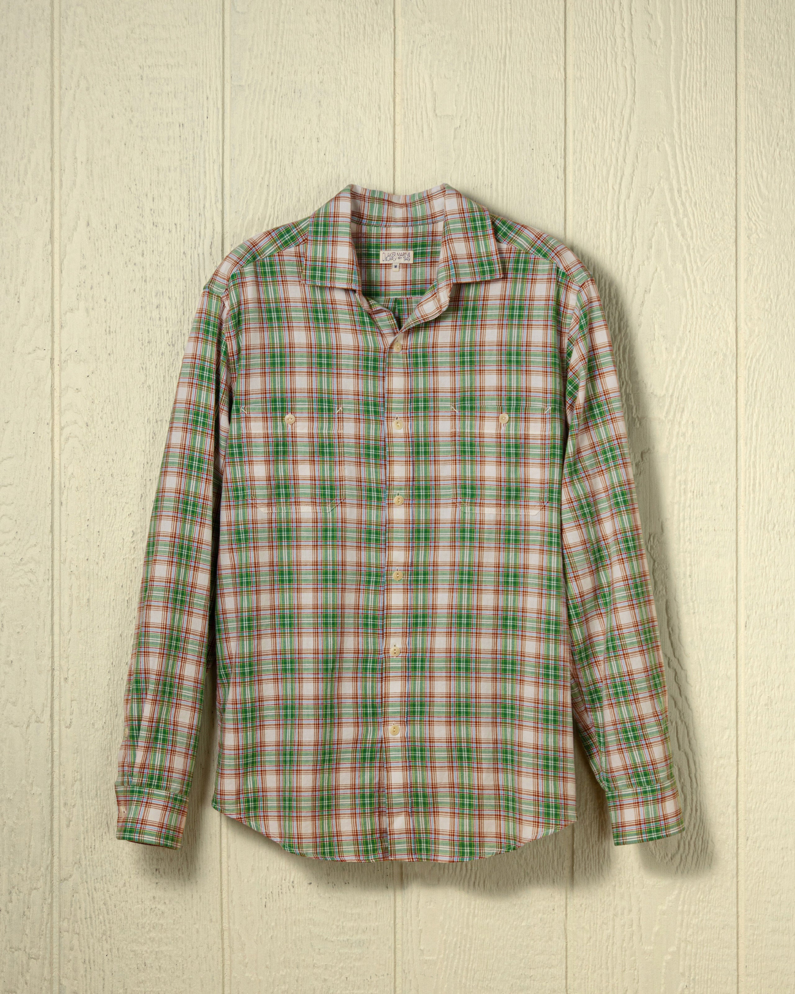 Stylish Coastal Cotton Twill Shirt in Grass/Khaki Plaid - Perfect for Beach Outings, Casual Wear & Summer Fashion