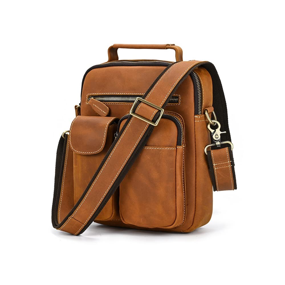 Premium Genuine Leather Messenger Bag for Men - Handmade Crossbody Work Bag, Durable Shoulder Bag for Business & Travel - Ideal Gift for Him or Her (Brown A) - Perfect for Office, Commuting & Daily Use