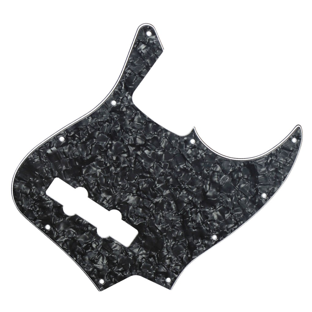 FLEOR 4-Ply J Bass Pickguard for 4-String USA/Mexican Standard JB Bass - Modern Style Scratch Plate (2pcs White & Black Pearl) - Perfect for Guitar Protection & Customization