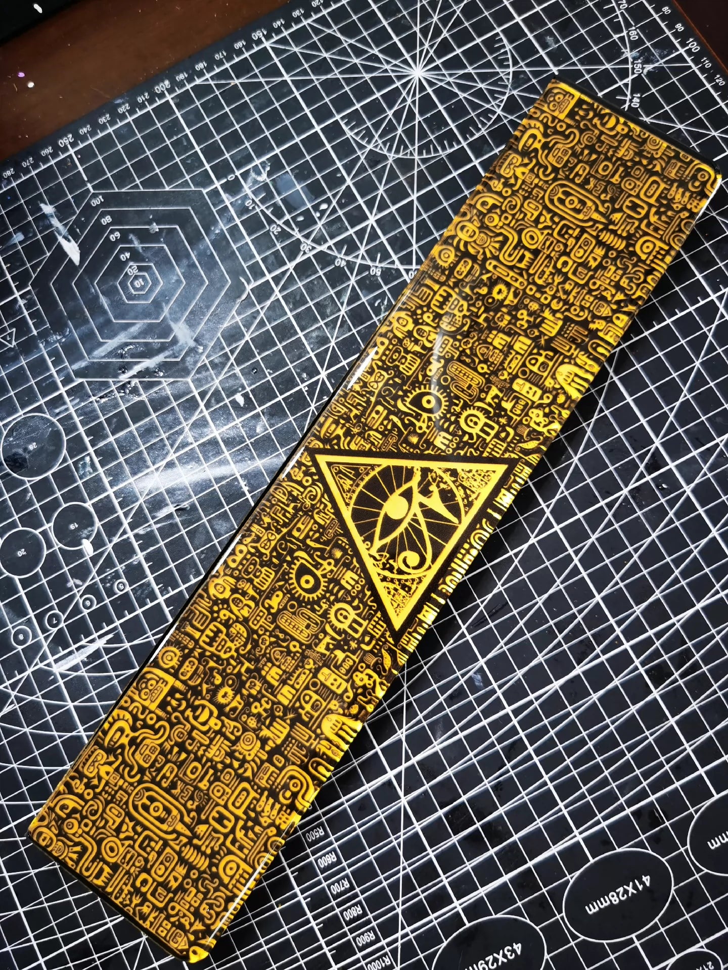 Handmade Custom Resin Keyboard Wrist Rest - Egyptian Themed Black & Gold Ergonomic Hand Support for Typing Comfort - Perfect for Gaming, Office & Home Workspace Accessories