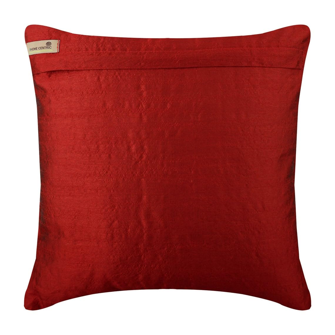 22x22 Inch Red Silk Throw Pillow Cover with Pintucks & Crystals - Modern Striped Square Decorative Pillow Case for Sofa, Bed, Living Room