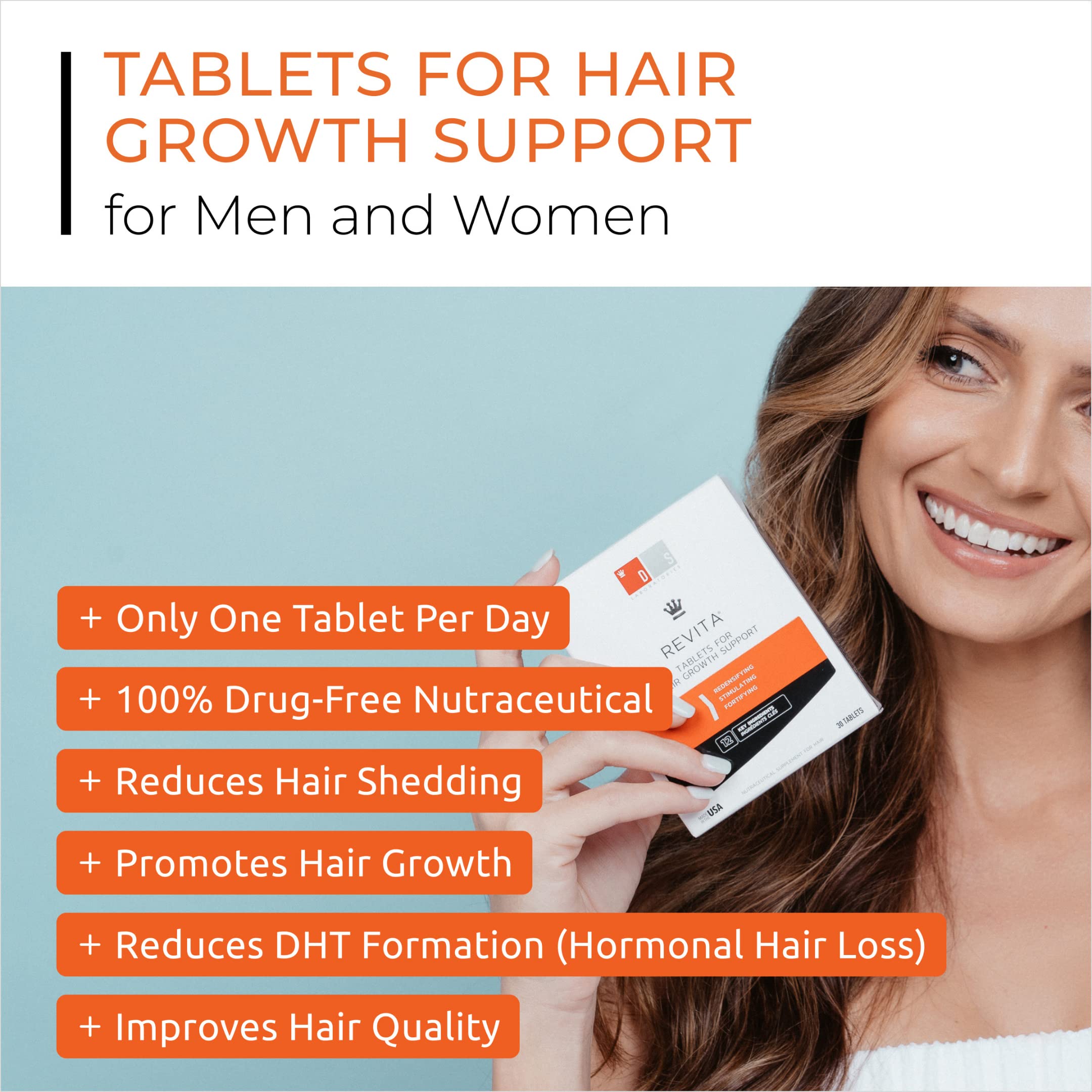 DS Labs Revita Shampoo & Conditioner Set with Hair Growth Tablets - Thickening Shampoo for Hair Loss, Volumizing Conditioner & Hair Vitamins for Thicker Hair - Daily Hair Care Routine for Men & Women (Home & Salon Use)