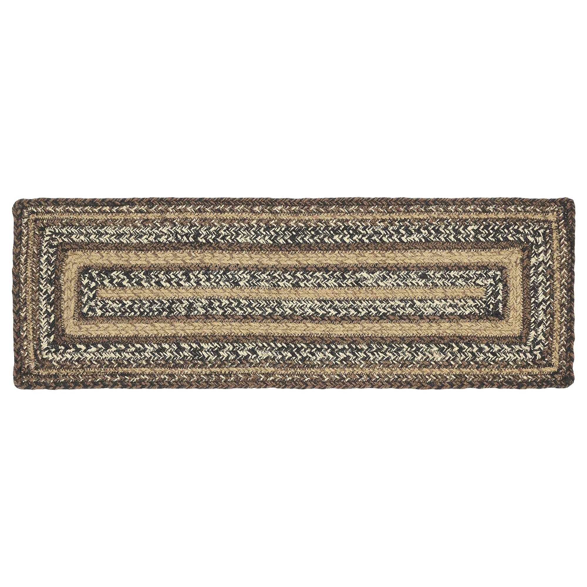 VHC Brands Espresso Stair Tread - Jute Blend Rectangular Stair Treads in Brown, Black, Tan & White - 8.5 x 27 Inches - Non-Slip Staircase Cover for Home, Office & Commercial Use