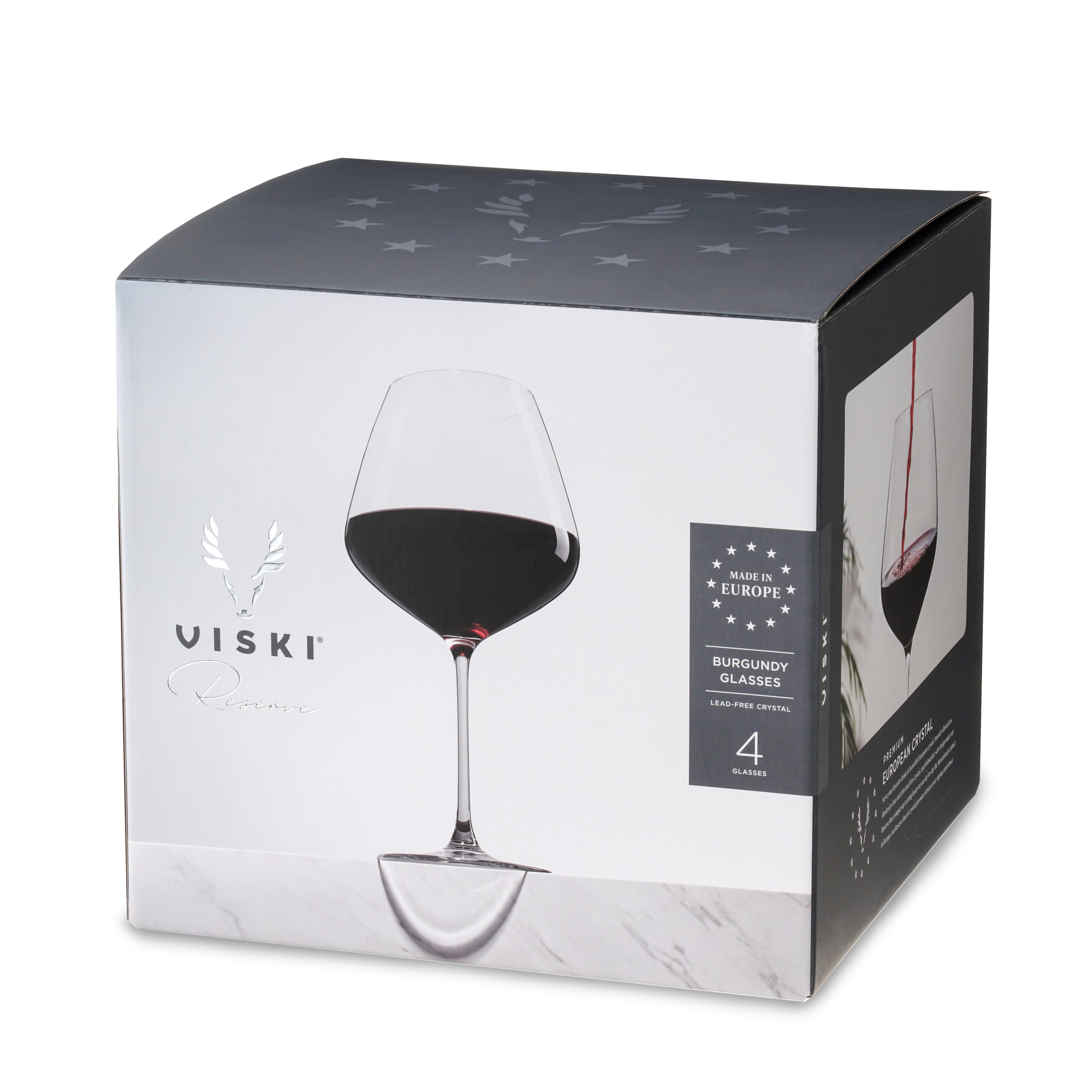Premium Inez Crystal Burgundy Wine Glasses Set of 4 - Elegant Stemware for Red Wine, Dinner Parties & Special Occasions