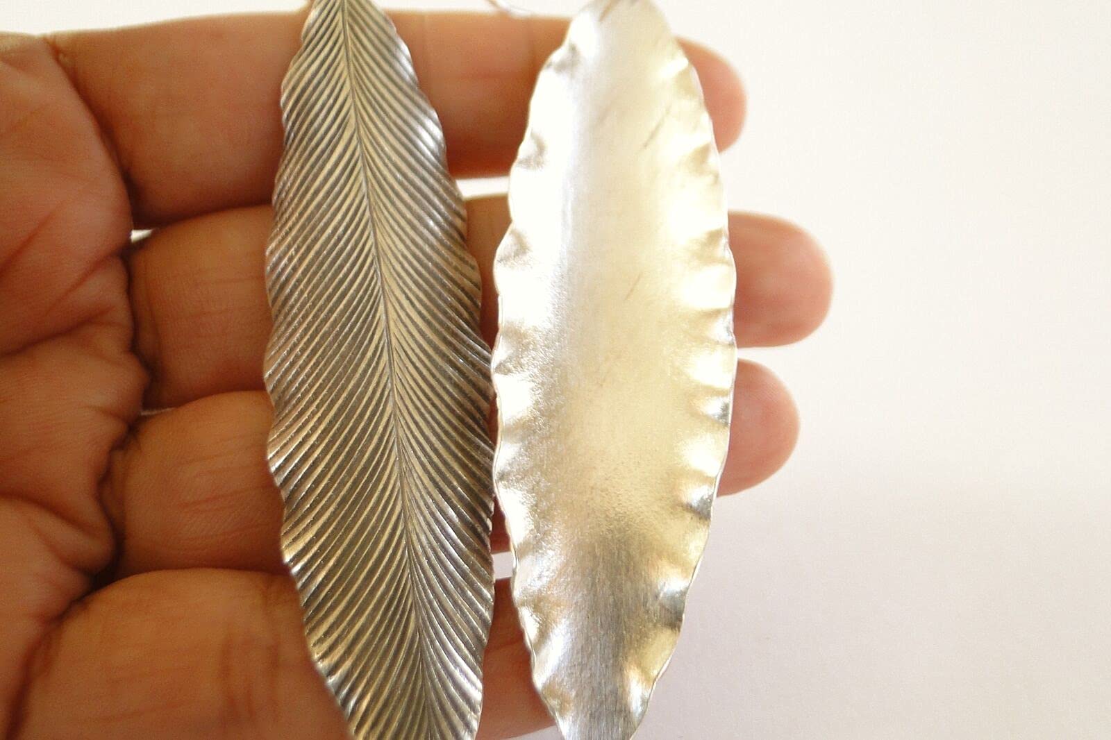 Exquisite Thai Tribe Long Feather Sterling Silver Dangle Earrings for Women | Handmade Tribal Jewelry | Perfect for Boho Fashion, Festivals & Special Occasions