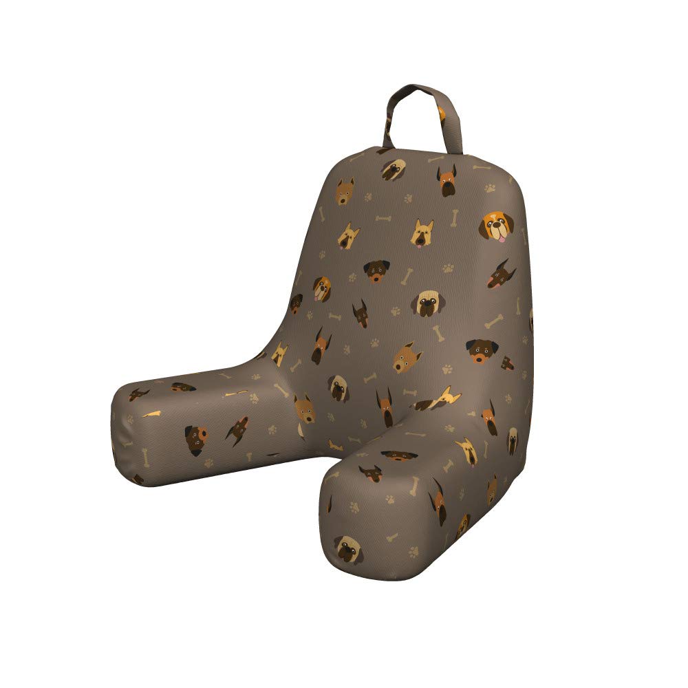 Ambesonne Dog Lover Reading Pillow Cover - Soft Fabric Pet Heads, Paw Prints & Bones Pattern - Unstuffed Bed Rest Case for Small Pillows (Multicolor) - Perfect for Dog Owners, Reading in Bed & Home Decor