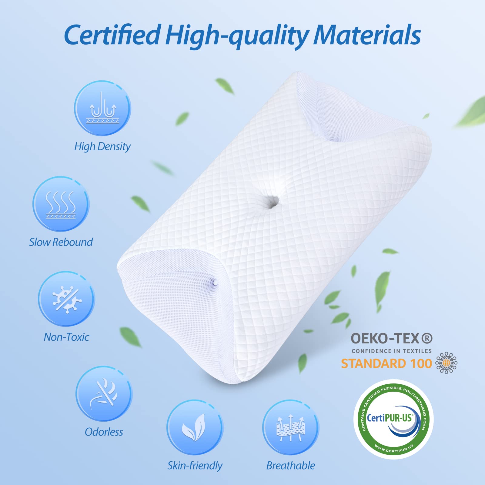 HOMCA CPAP Pillow for Side Sleepers - Reduces Air Leaks & Neck Pain - Perfect for CPAP Mask Users