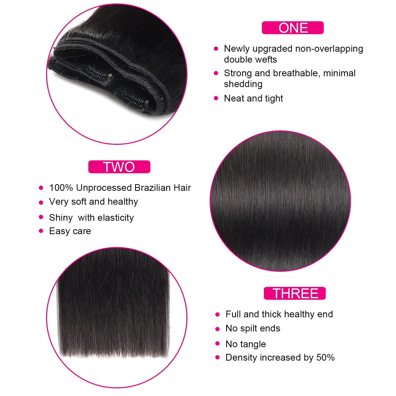 14 Inch Brazilian Straight Human Hair Clip In Extensions for Black Women - 180g Soft & Thick Ends, Natural Color, 10Pcs/Set with 32 Clips - Perfect for Daily Styling, Parties & Special Occasions