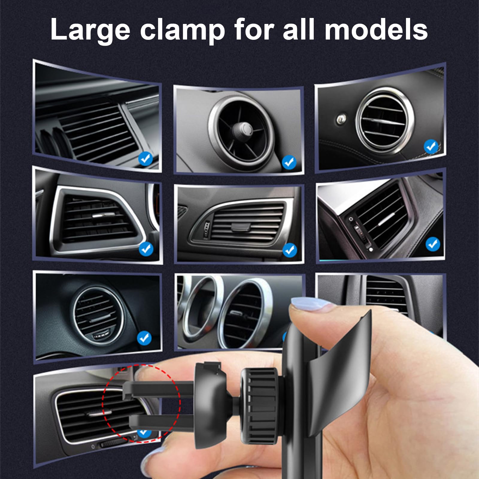 Upgrade Automatic Lock Car Vent Phone Mount Holder - Universal Clip for 4-7 Inch Smartphones (iPhone, Samsung, Pixel) - Hands-Free Navigation & Safe Driving Accessory for Commuters and Road Trips