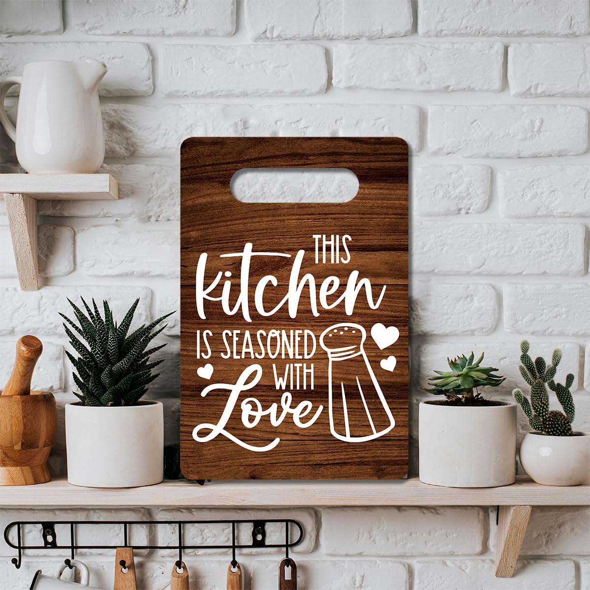 Krollma Rustic Kitchen Wall Decor Sign - 8x10 Inches Farmhouse Style 'This Kitchen Is Seasoned With Love' Art Print - Perfect for Home, Apartment & Restaurant Decor - Great Housewarming Gift for Cooks & Food Lovers