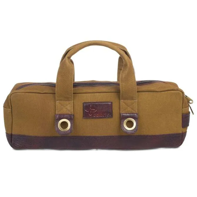 Boldric Chef Carryall Tote Bag - Green Canvas with Brown Leather Trim - Durable & Stylish for Kitchen, Grocery Shopping & Travel