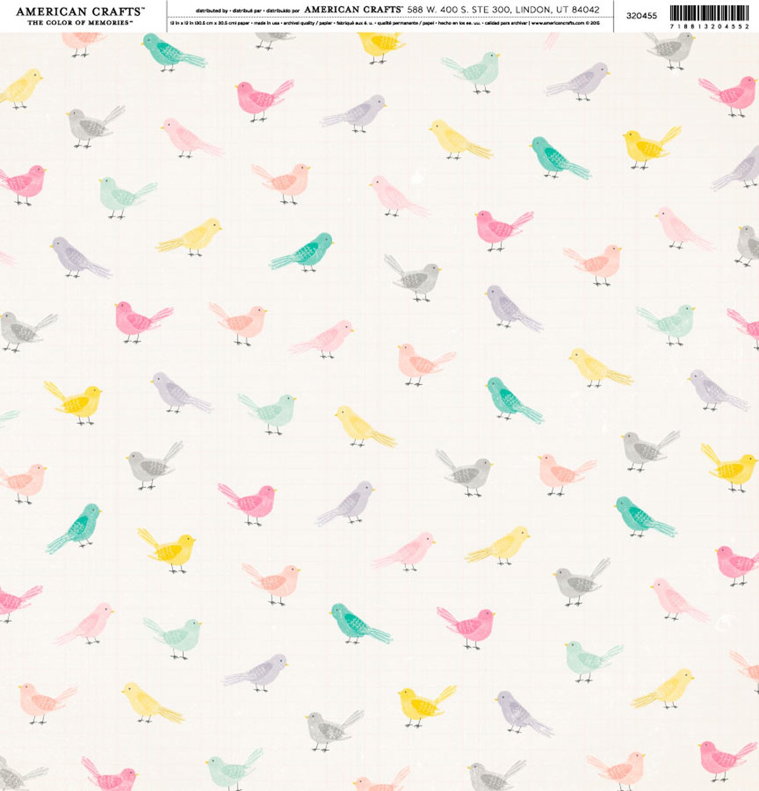 Crate Paper Bloom Collection Animal Cardstock 12 x 12 Thickers - Little Bird Design for Scrapbooking, Card Making & DIY Crafts