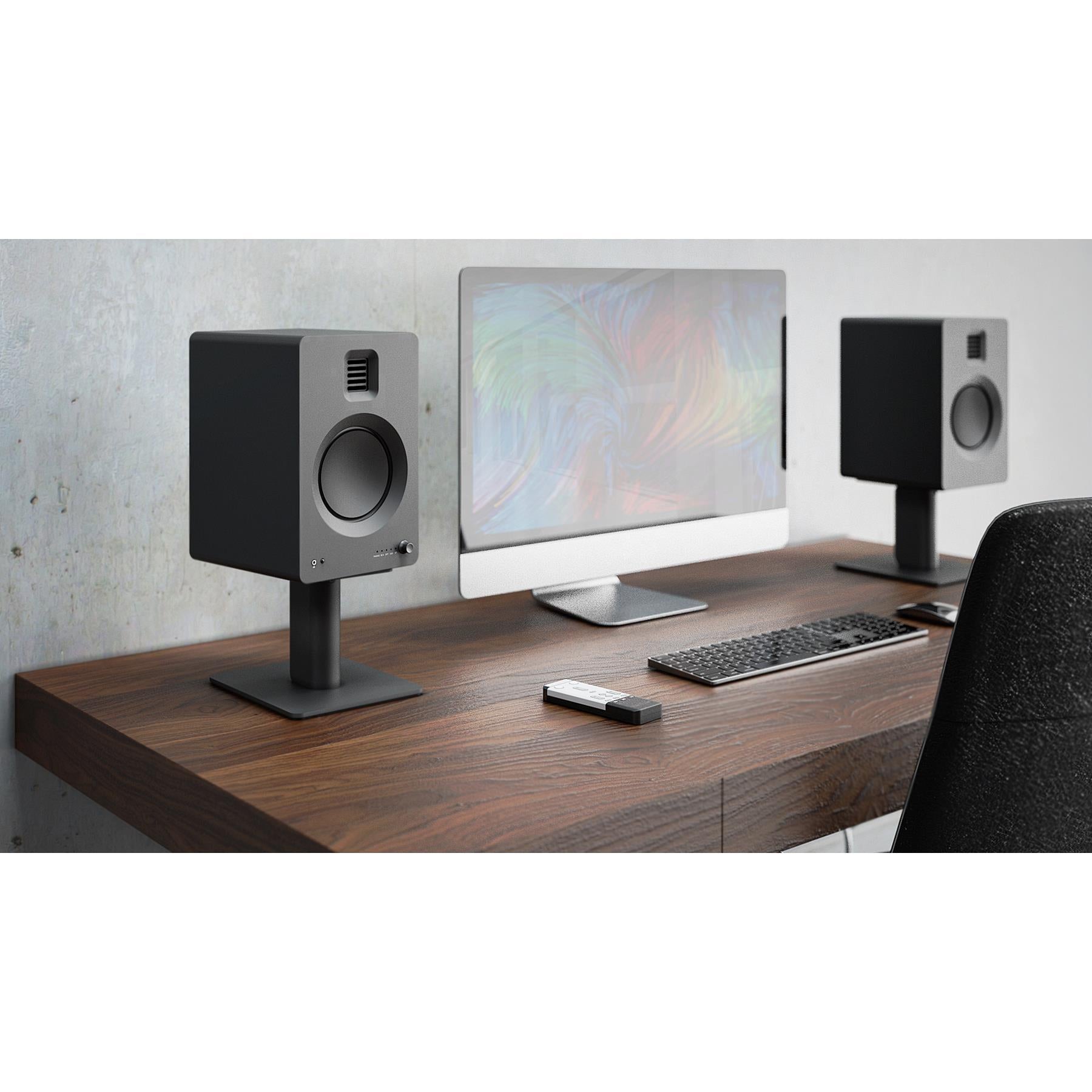 Premium Kanto TUK Powered Bookshelf Speakers - High-Fidelity USB DAC, Bluetooth 4.2, Phono Preamp & Headphone Output for Home Audio, Studio Monitoring & Gaming Setup