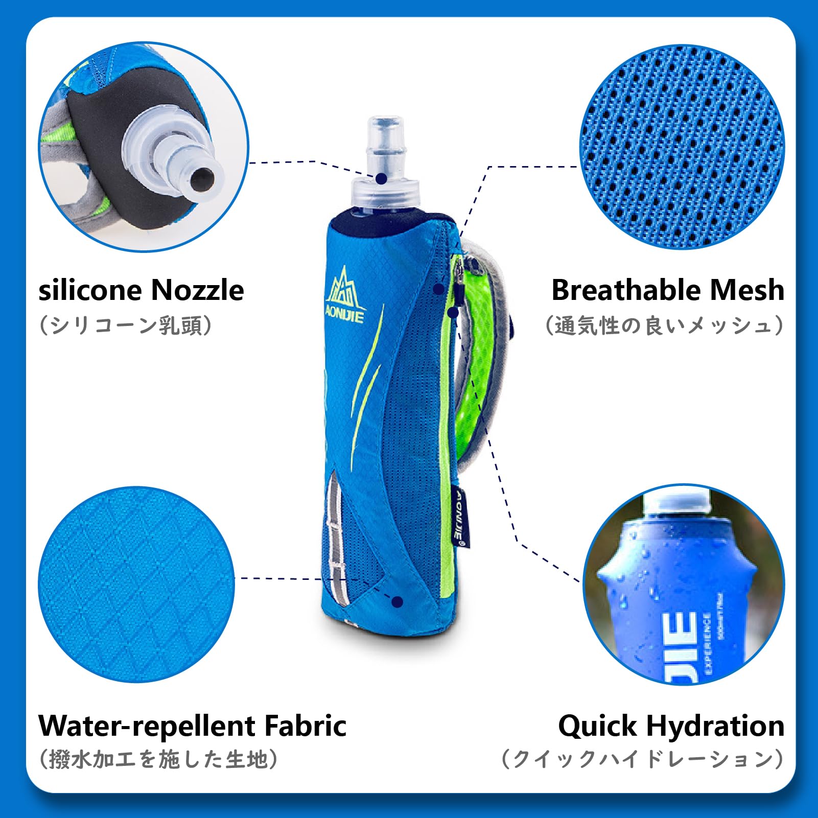 JEELAD BPA-Free Leak-Proof TPU Soft Running Water Bottle - 18oz/550ml Lightweight Hydration for Running, Hiking, Cycling & Outdoor Sports - Perfect for Hydration Pack Vest & Active Lifestyle