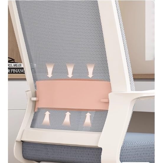Ergonomic Mesh Office Chair with Middle Back Support - Breathable Desk Chair for Home & Office Use - Comfortable White Computer Chair for Long Hours of Work