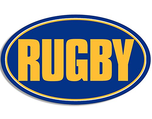 Oval Blue and Yellow Rugby Sticker - Play Bumper Decal for Sports Fans, Team Spirit & Car Decoration