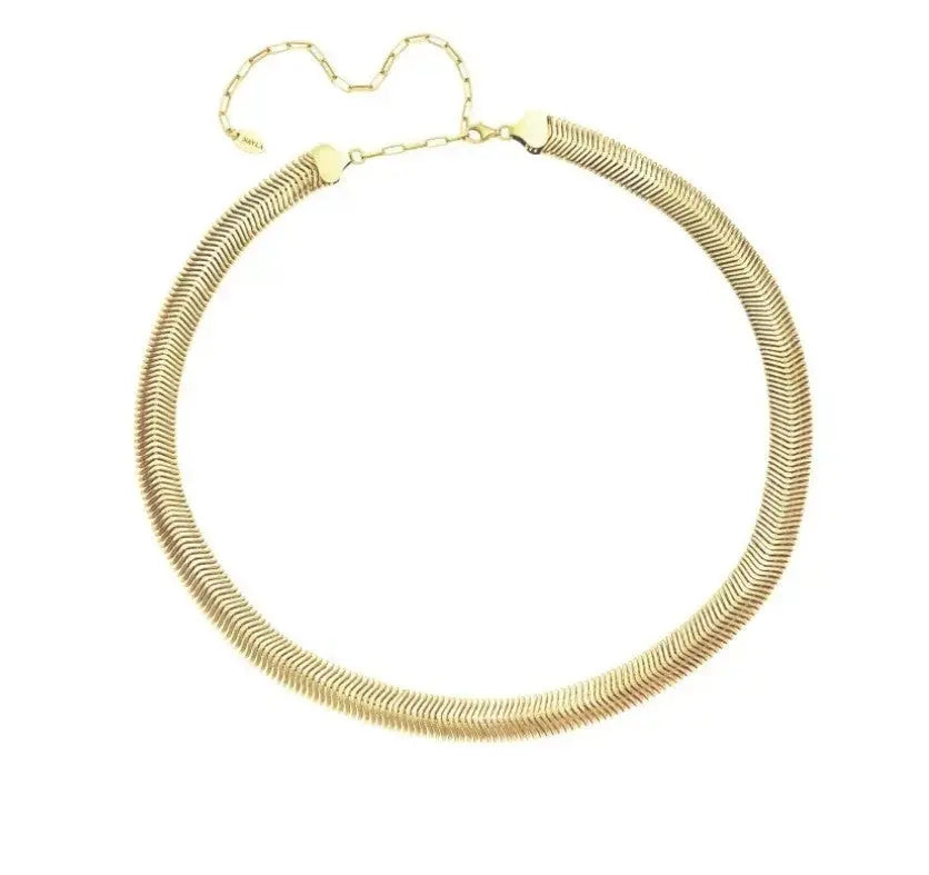 Elegant Herringbone Gold Chain Choker Necklace for Women - 14K Gold Plated Layering Necklace Jewelry Gift for Birthday, Anniversary & Valentine's Day - Perfect for Parties, Date Nights & Special Occasions