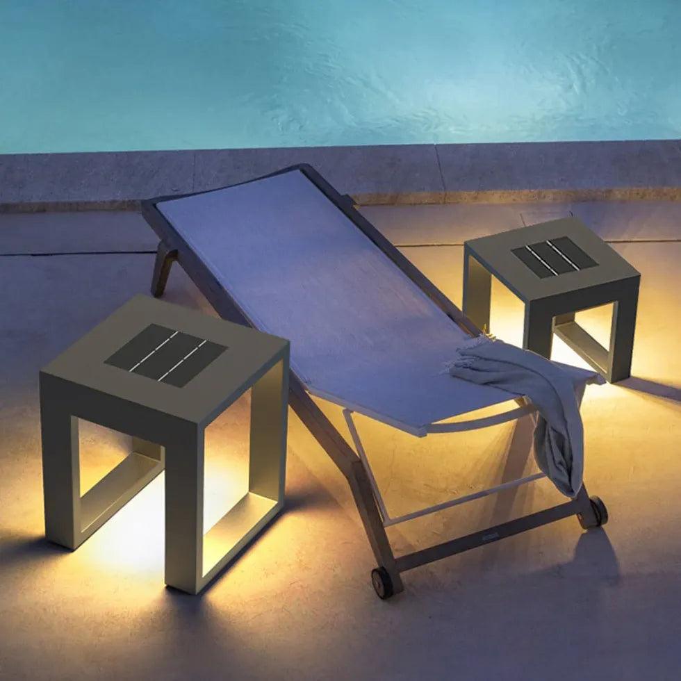 Square Black Outdoor Floor Lamp - Modern Patio Lighting for Garden, Deck, and Backyard Decor