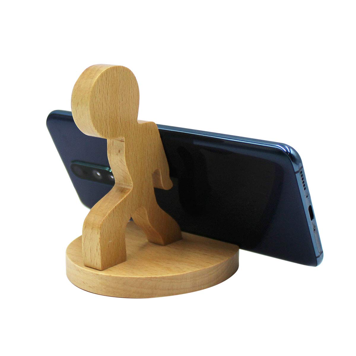 Wooden Animal Phone Stand Holder for Desk - Cute Boy Cell Phone Stand for iPhone & Android - Perfect for Office, Home, or Gift Giving
