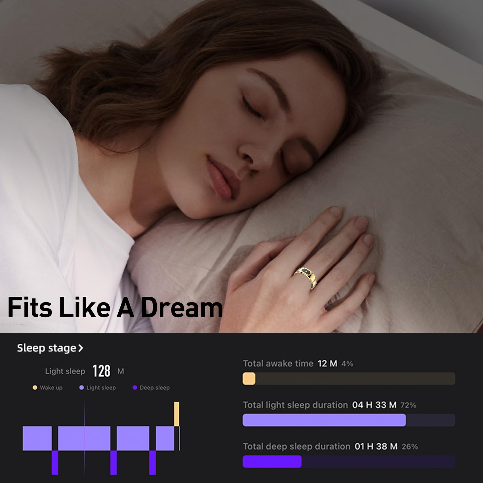 Smart Fitness Ring with Sleep Tracking for Women & Men - iOS & Android Compatible for Active Lifestyles