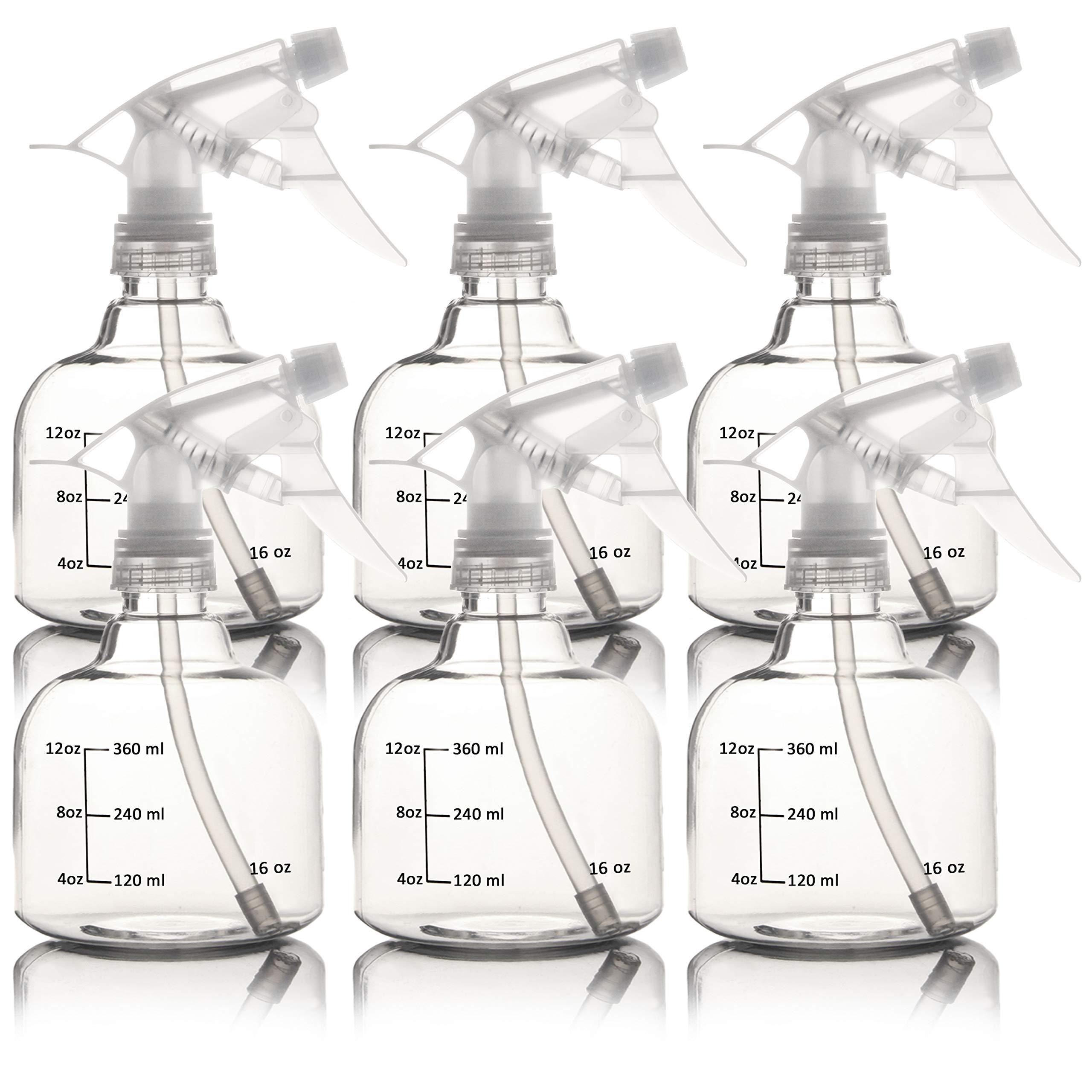 Youngever 6 Pack 16oz Empty Plastic Spray Bottles for Hair, Cleaning, Gardening & DIY Solutions - Refillable White Spray Bottles for Home, Salon, and Outdoor Use