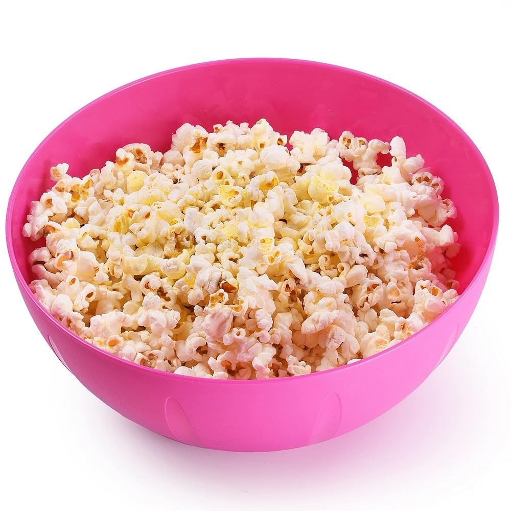 YBM HOME 10-Inch Plastic Mixing Bowl - Microwave Safe, BPA-Free for Cereal, Snacks, Popcorn, Salad & Fruits - Perfect for Kitchen, Baking, Meal Prep & Party Serving (Pink, 6-Pack)