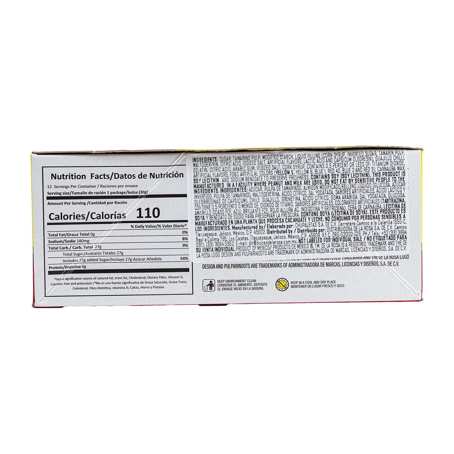 De La Rosa Pulparindo Dots Amarillo Tamarind Candy | 12ct Box (12 Count) - Sweet & Tangy Mexican Treat for Parties, Snacking & Gifts